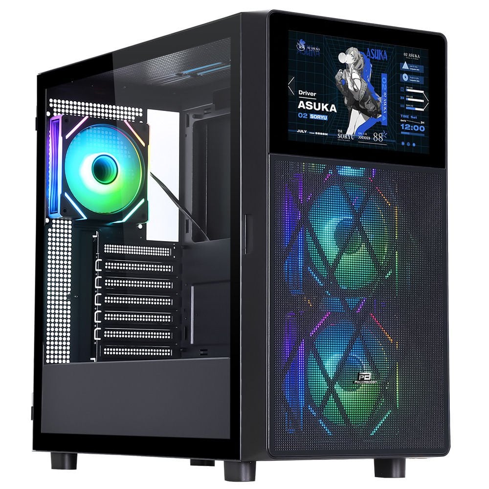 PowerBoost PB-P4367BB USB 3.0, ATX LCD Mesh Panel ARGB Fan Siyah Kasa