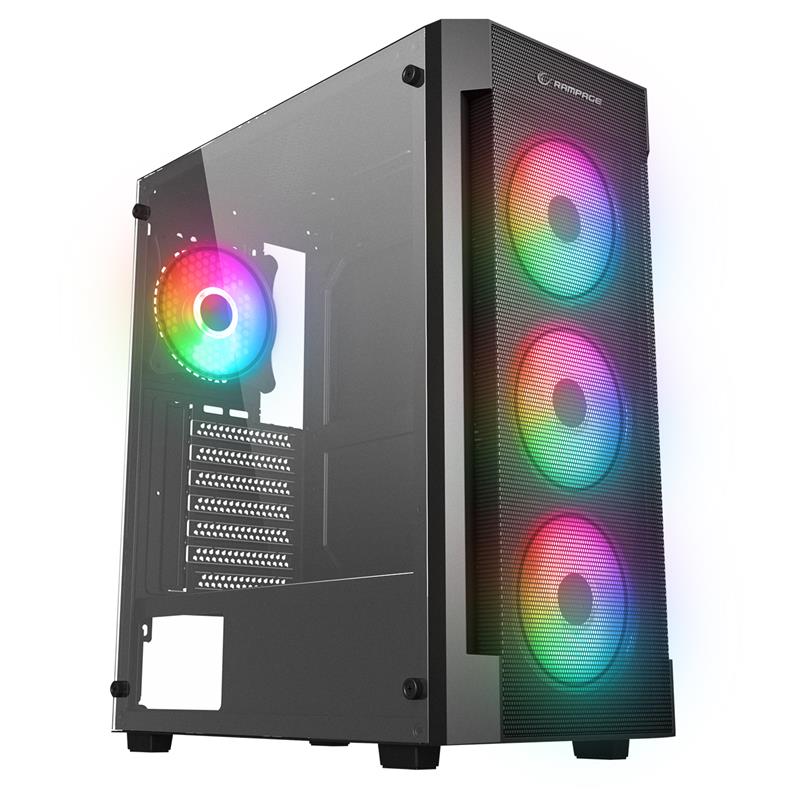 Rampage Vigilant Mesh 650W 80+ Bronze Siyah Temperli Camlı 4X120MM RGB Fan ATX Midi Tower Gaming Kasa