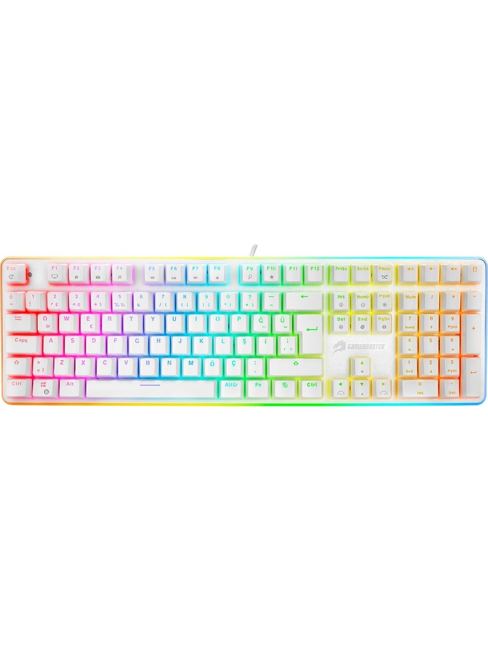 GameBooster G918 Fire Storm Rgb Blue Switch Mekanik Beyaz Oyuncu Klavyesi
