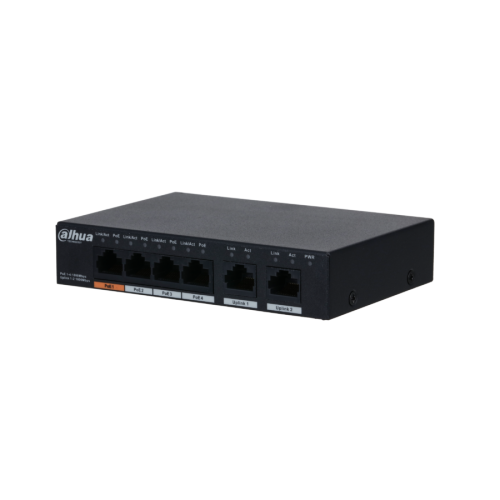 Dahua PFS3006-4GT-60-V2 6 Port Gigabit 4 Port PoE 60W Yönetilemez Masaüstü Switch