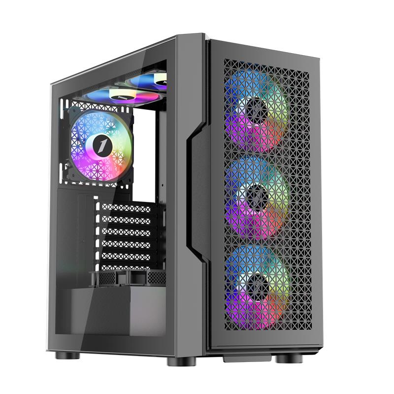1ST Player Trilobite T7 Siyah 650W 80+ ARGB 4X12CM Fan Temperli Cam Mesh USB 3.0 ATX Bilgisayar Kasası
