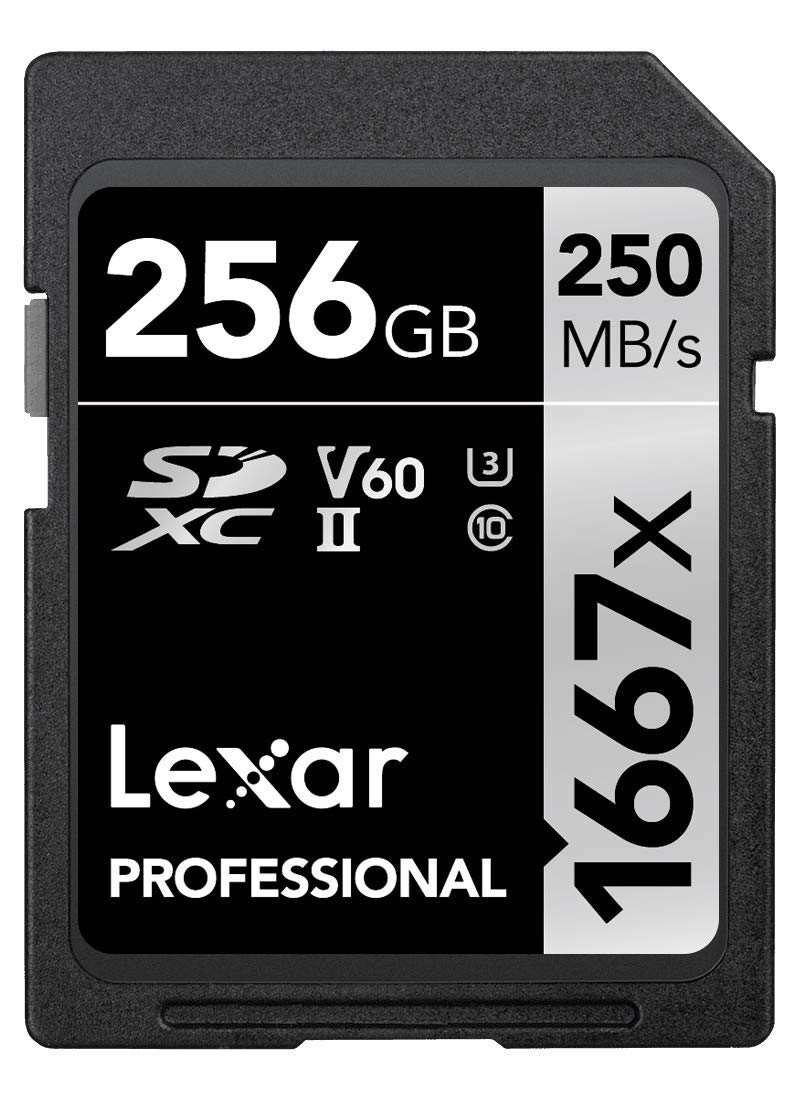 Lexar 256GB LSD256CB1667 SD Professional 1667X SDXC UHS-II Cards Up To 250MB/S Rea 120MB/S WRITE C10 V60 U3