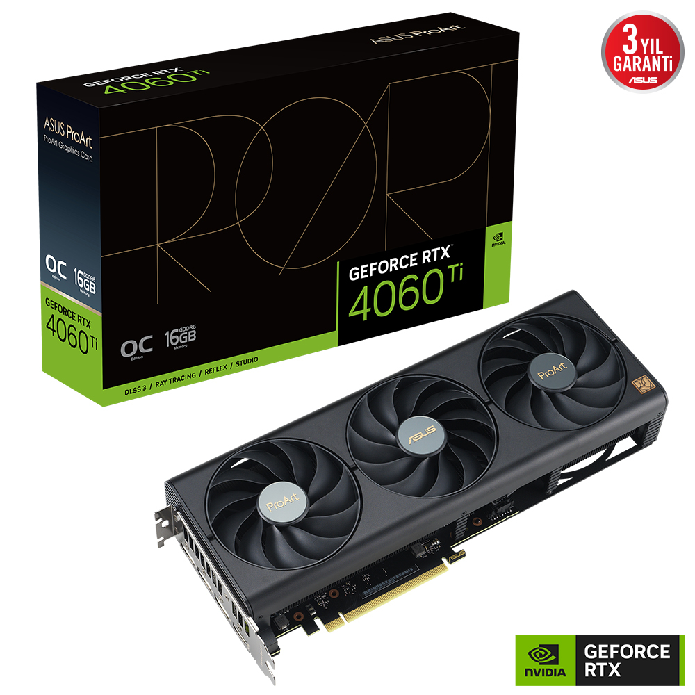 Asus PROART-RTX4060TI-O16G GAMING 16GB GDDR6 HDMI DP 128BİT Ekran Kartı