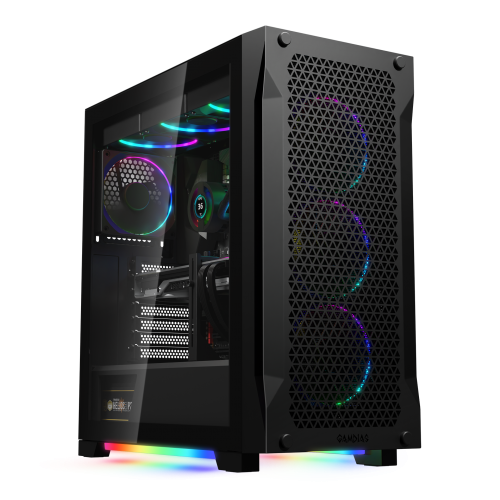 Gamdias Athena P1 750W Tempered Glass Type-C Çıkışlı Mesh Black Edition ARGB 80+ Bronze ATX Oyuncu Kasası