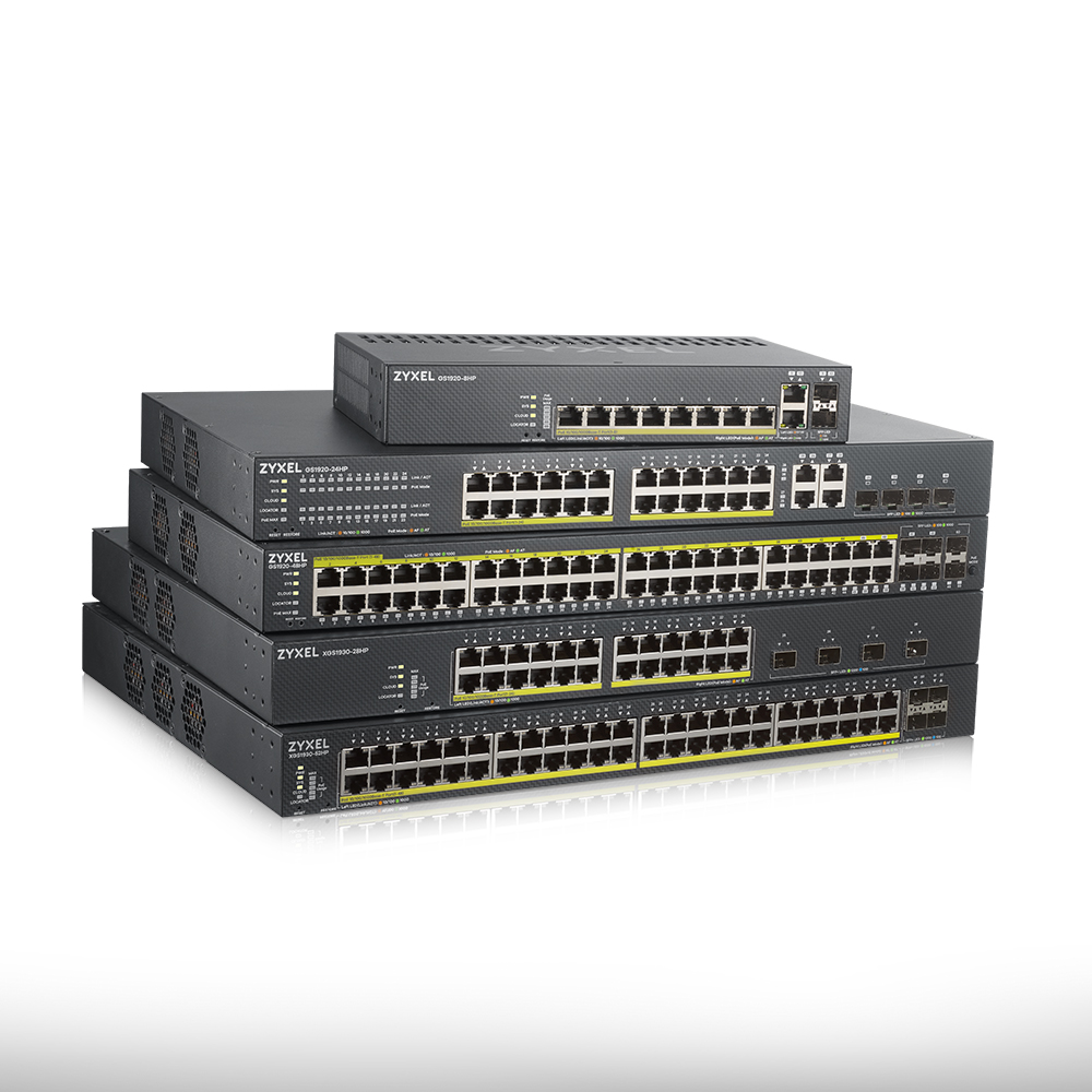 Zyxel Nebula GS1920-24HP V2 24P 100/1000 + 4xDualSFP L2 Yönetilebilir Hybrid PoE Switch (375 Watt)