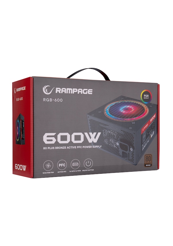 Rampage RGB-600 600W 80 Plus Bronze 12cm RGB Fanlı Power Supply