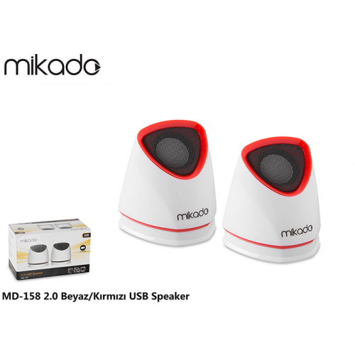 Mikado MD-158 6W1 1+1 Masaüstü USB Speaker (Beyaz-Kırmızı)