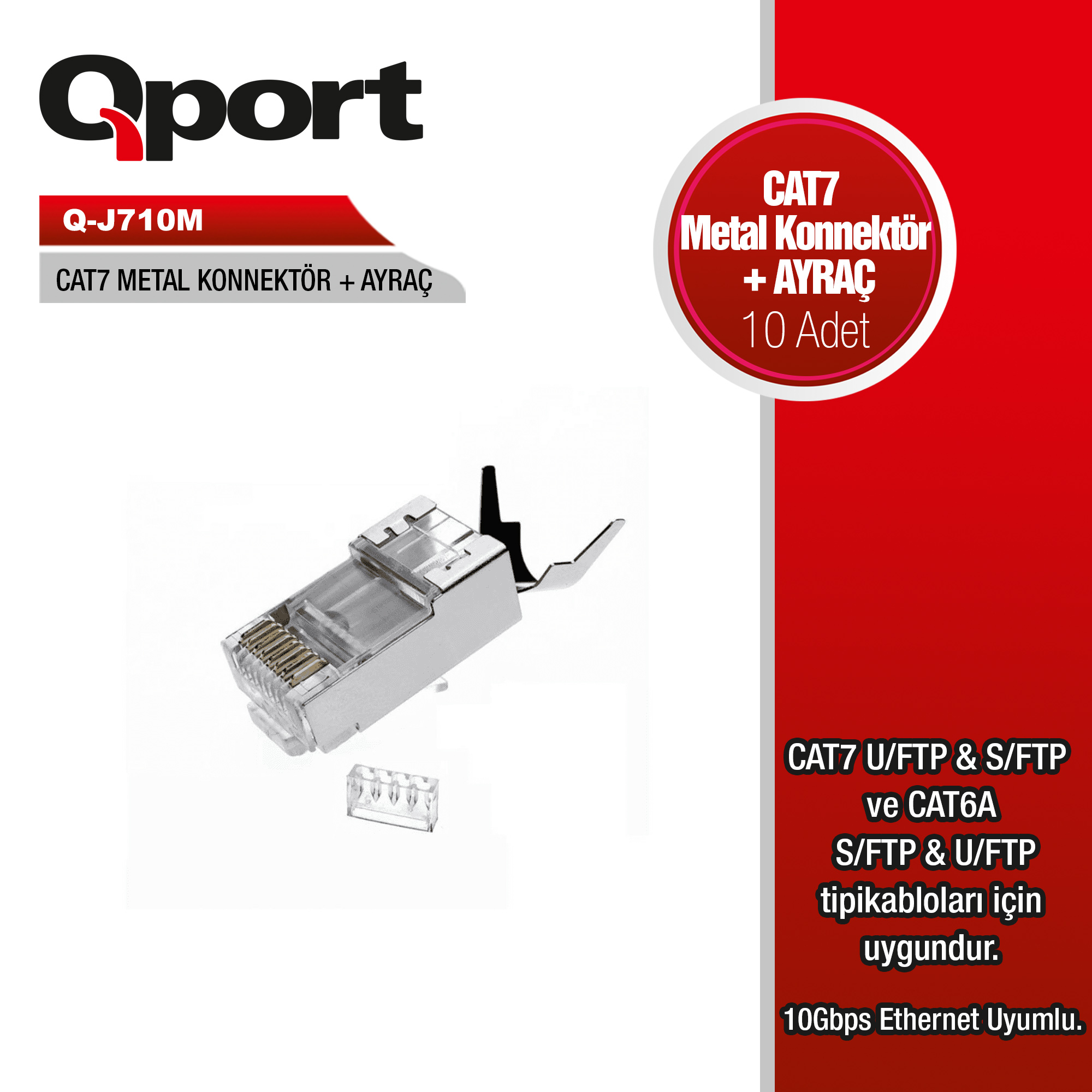 Qport Q-J710M 10'lu Ayraç ve RJ45 Jack Konnektör