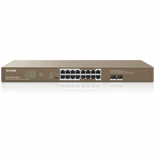 Tenda TEG1118P-16-250W 16 Port Gigabit SFP Yönetilemez Rack Mount Switch