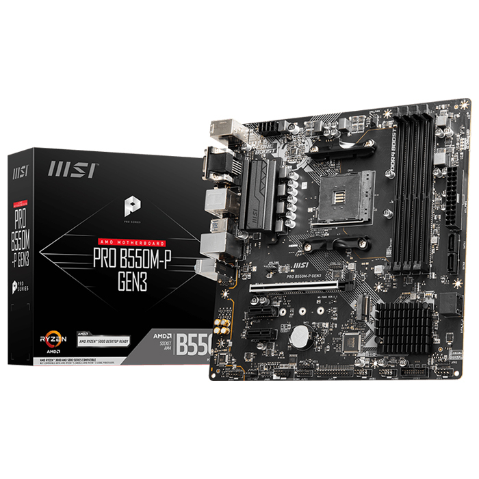 MSI PRO B550M-P GEN3 DDR4 4400(OC) HDMI VGA DVI M.2 mATX AM4 ANAKART
