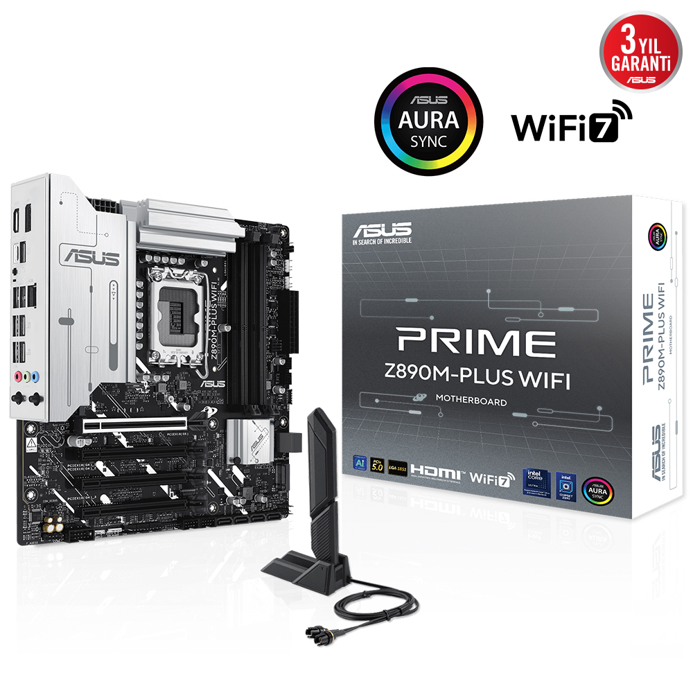 Asus Prime Z890M-Plus Wifi DDR5 3XM2 USB3.2 RGB Lan mATX Anakart