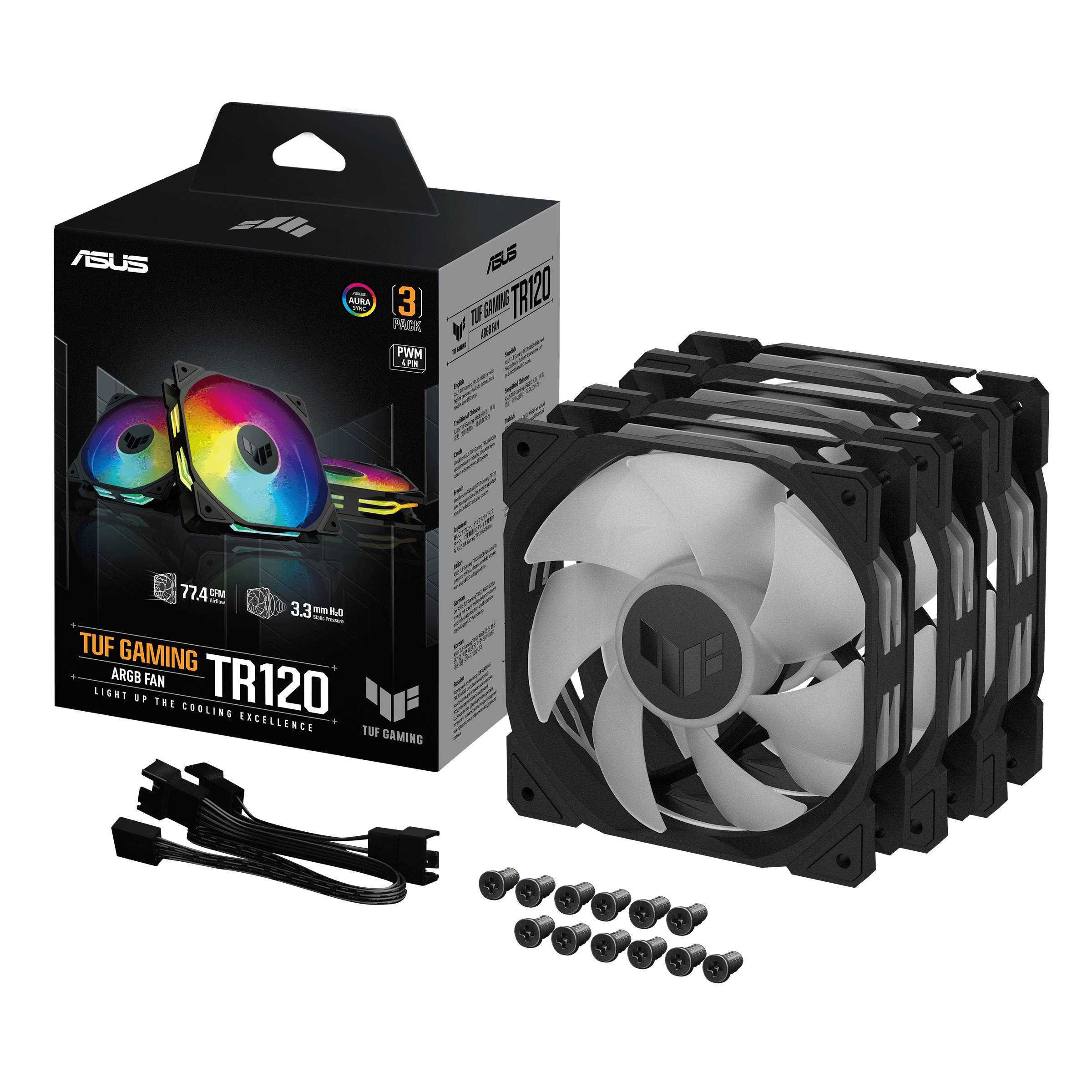 Asus Tuf TR120 Soğutucu 3lü 120mm Siyah ARGB Adreslenebilir Radyötör Kasa Fanı