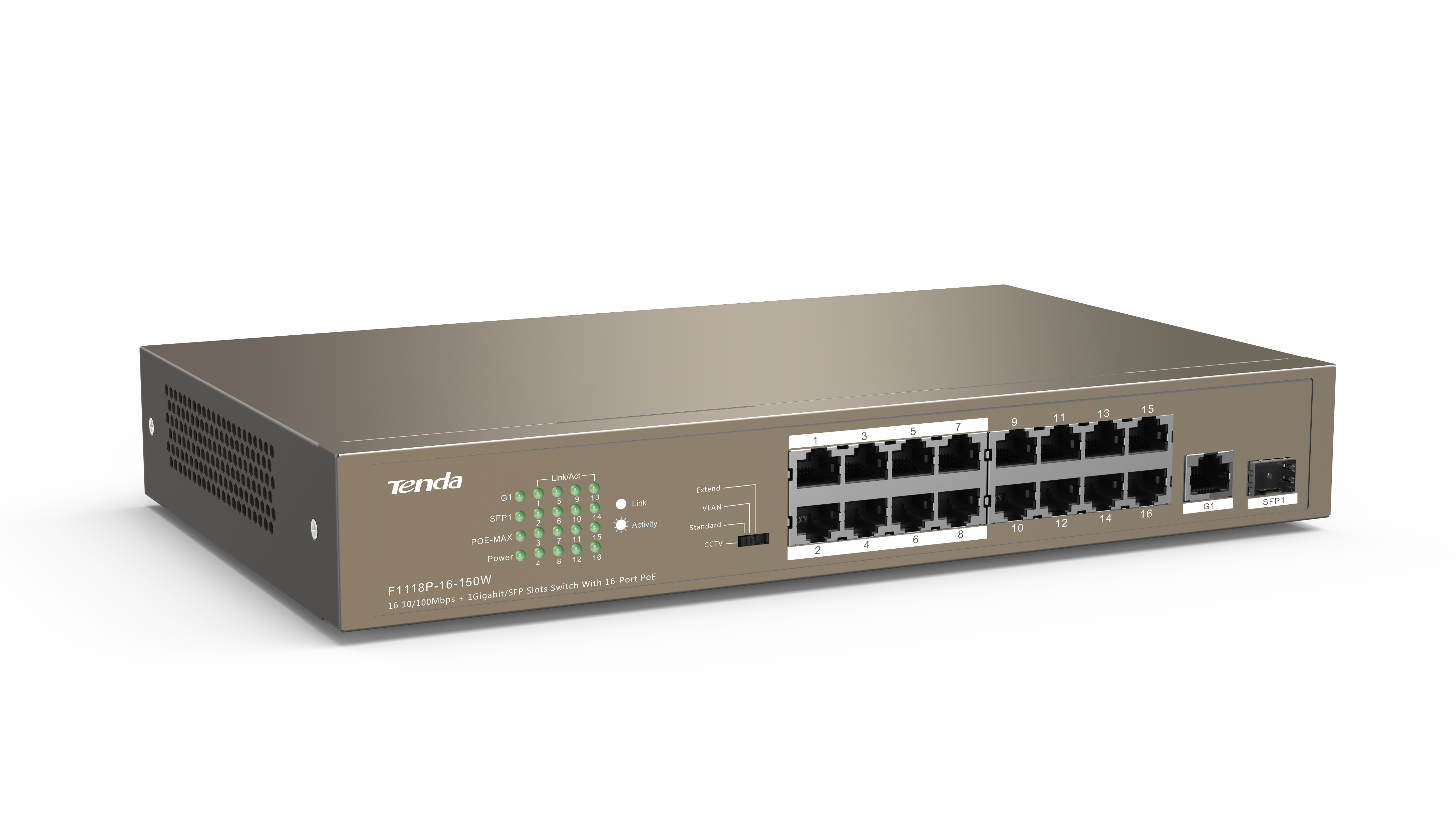 Tenda TEF1118P-16-150W 16 Port 10/100 Yönetilemez PoE Switch