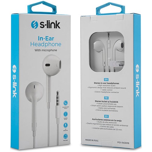 S-link SL-KU170 Mobil Telefon Uyumlu Kulak içi Beyaz Mikrofonlu Kulaklık