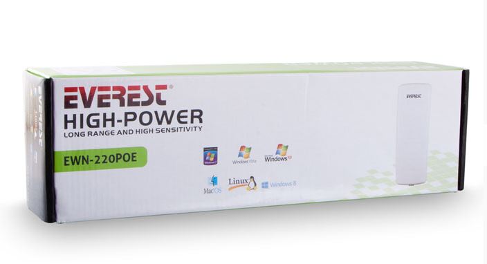 Everest EWN-220POE Bina Dışı Uzun Mesafe Destekli 5,8Ghz 300Mbps Repeater + Access Point Kablosuz Router
