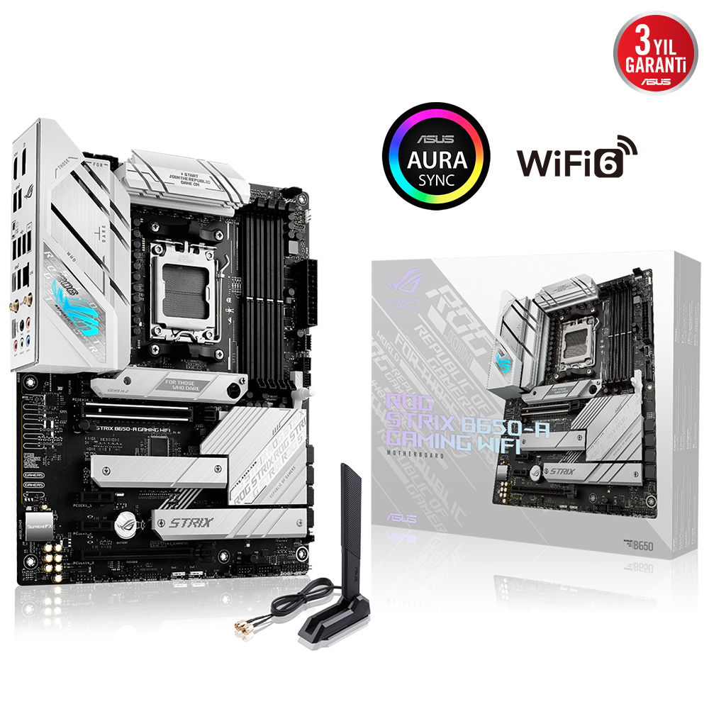 ASUS ROG STRIX B650-A GAMING WIFI DDR5 6400+MHz(OC) HDMI DP M.2 ATX AM5 ANAKART