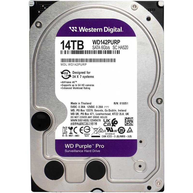 WD  14 TB 3.5 Purple SATA3 7200RPM 512MB 7/24 WD142PURP Güvenlik Harddisk