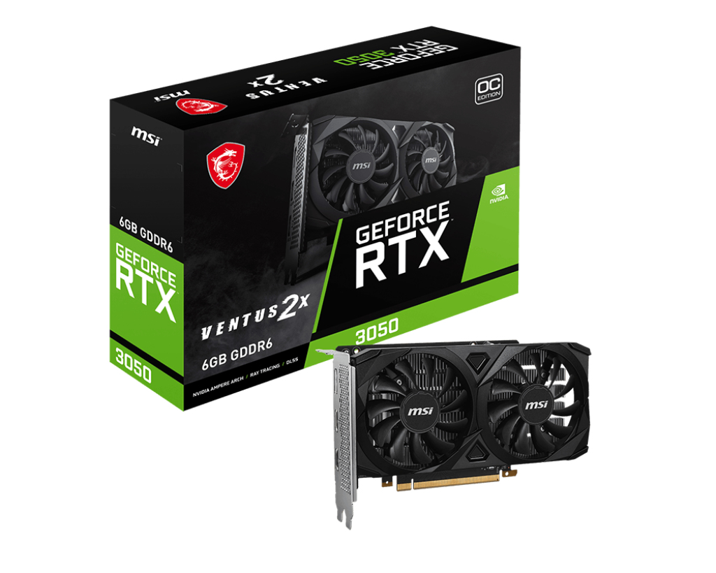 MSI RTX 3050 Ventus 2X E 6G OC RTX3050 6GB GDDR6 96Bit Ekran Kartı