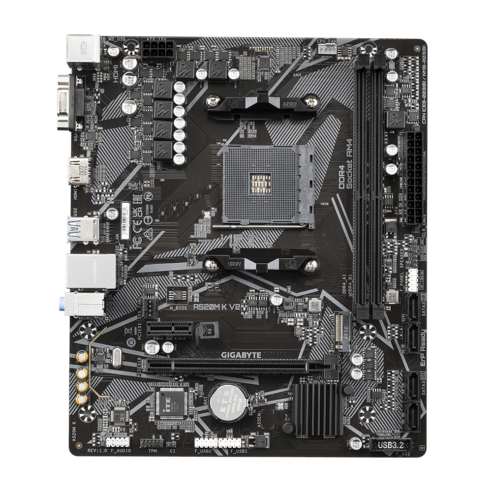Gigabyte A520M K V2 DDR4 5100Mhz(OC) HDMI M.2 mATX AM4 Anakart