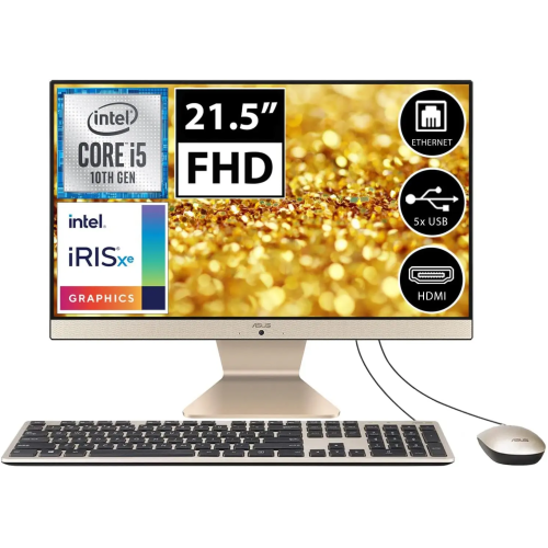 Asus V222FAK-BA025M i5-10210U 21,5 FullHD Ekran 8Gb DDR4 Ram 256Gb SSD Wi-Fi 5 Type-A FreeDos Gold/Siyah All in One Bilgisayar