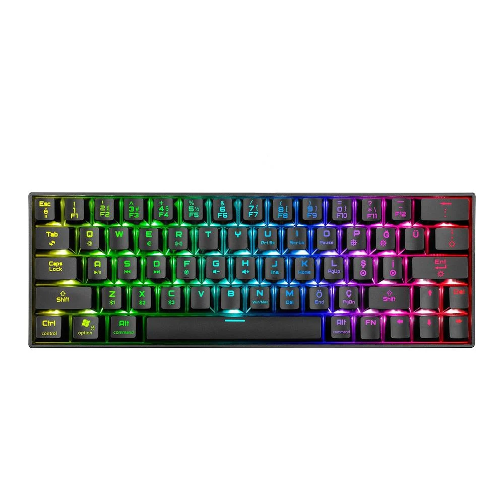 Rampage KB-RX63 Atom Siyah Type-C RGB Backlight Brown Switch Mekanik Q 63 Tuşlu Mini Gaming Oyuncu Klavyesi