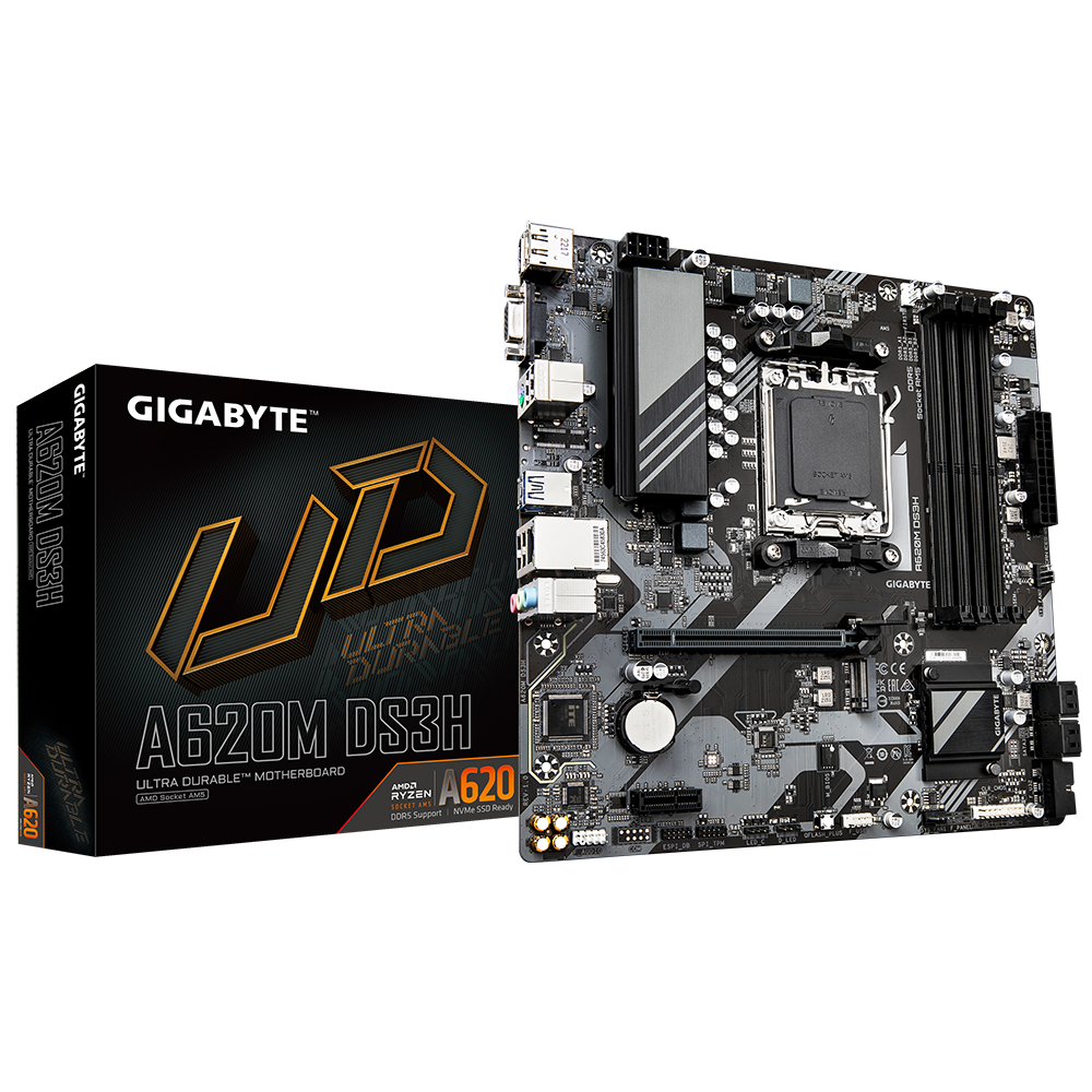 GIGABYTE A620M DS3H DDR5 6400Mhz(OC) M.2 mATX AM5 Anakart