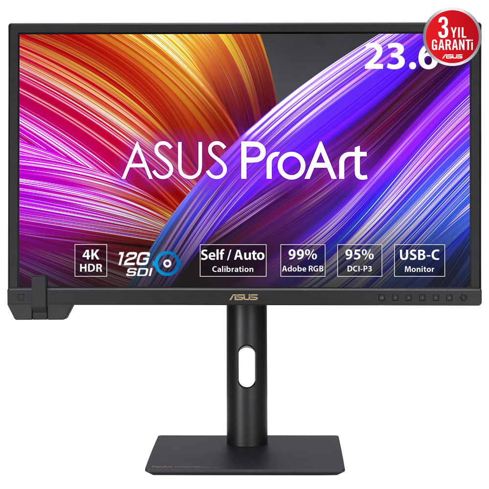Asus Proart PA24US  23.6 4K Ips Hdr 3840x2160 5Ms Dp HDMI Usb-C Mm Vesa 95% DCI-P3, 99% Adobe RGB HLG PD 80W Pıvot Monitör   