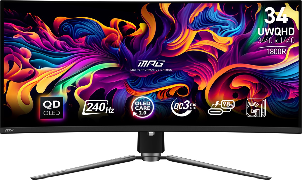 MSI MPG 341CQPX 34 QD-OLED 240Hz 0.03ms Ultra Wide Quad HD Curved  Adaptive Sync Gaming Monitör