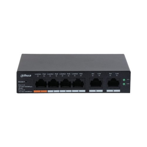 Dahua CS4006-4GT-60 4 Port Gigabit 4 Port PoE 60W + 2 Port Uplink Cloud Yönetilebilir Switch