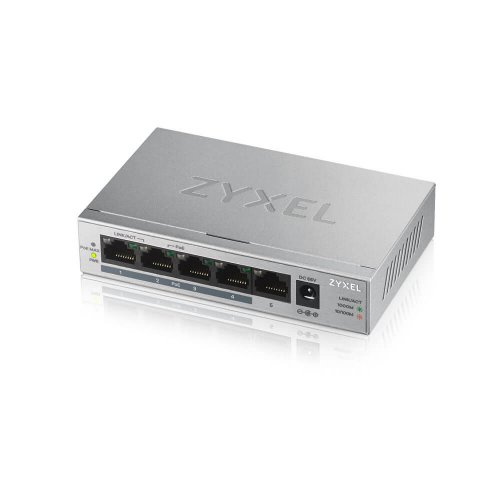 Zyxel GS1005HP 5 Port PoE Gigabit 60W Yönetilemez Masaüstü Switch