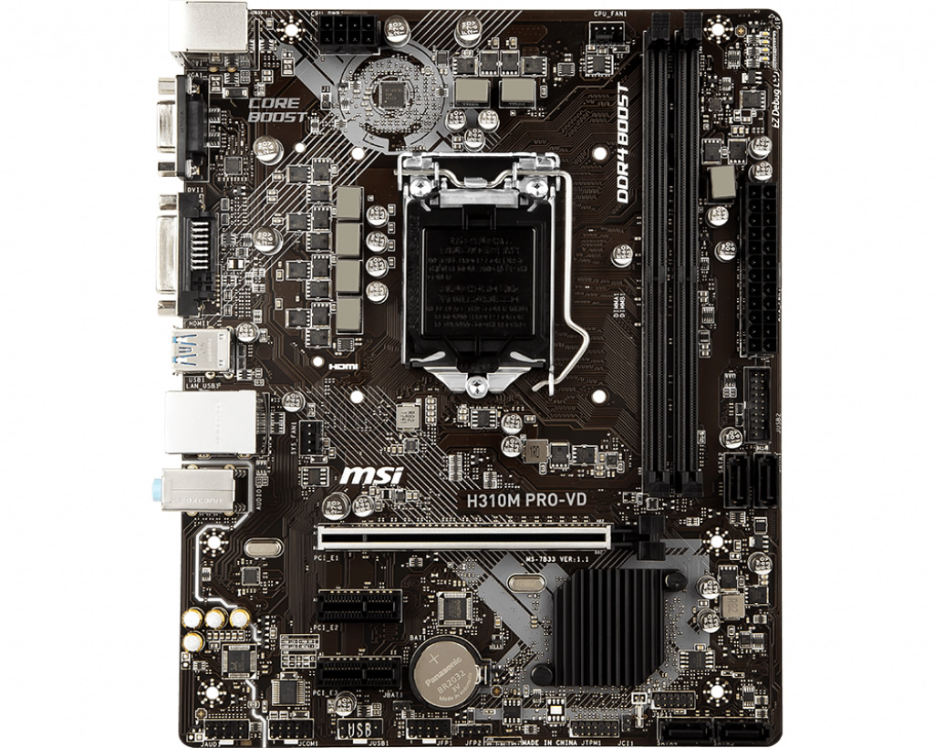 Msi H310M Pro-VD Plus Soket 1151 DDR4 2666 DVI VGA Usb3.1 Matx Win7+Win10 Destekli Anakart