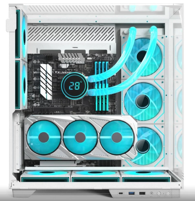 PowerBoost ECLIPSE 8*ARGB Fan Triple Temperli Cam Type-C Mid-T Ahşap Sea View ATX Gaming Beyaz Kasa