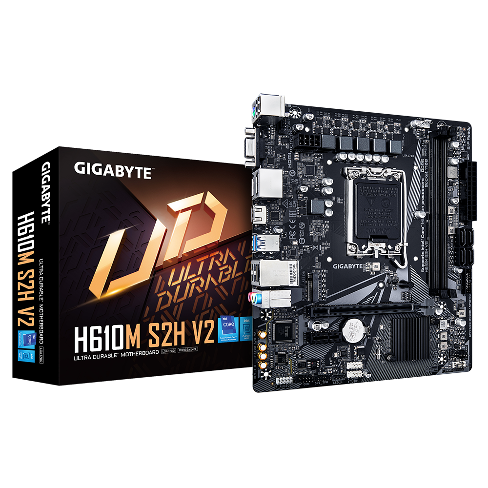 Gigabayt H610M S2H V2 DDR5 5600MHZ D-SUB HDMI DP MATX 1700P Anakart