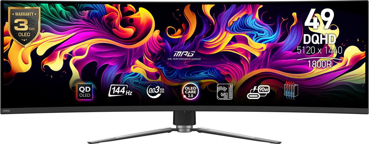 MSI 49 MPG 491CQP QD-OLED 5120x1440 (DQHD) 32:9 CURVE 1800R QD-OLED 144HZ 0.03MS ADAPTIVE-SYNC Gaming Monitör