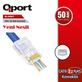 QPort Q-J600Y Cat6 50lik Paket Ez-rj45 Yeni Nesil Konnektör