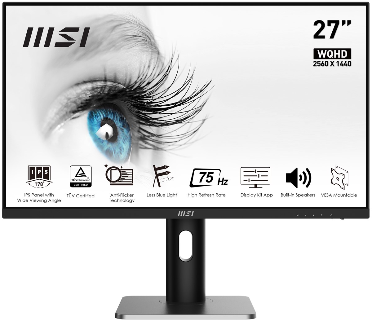 Msı 27 Pro MP273QP 2560x1440 (WQHD) 16:9 Flat Ips 75Hz 1Ms Freesync Pıvot Monıtor