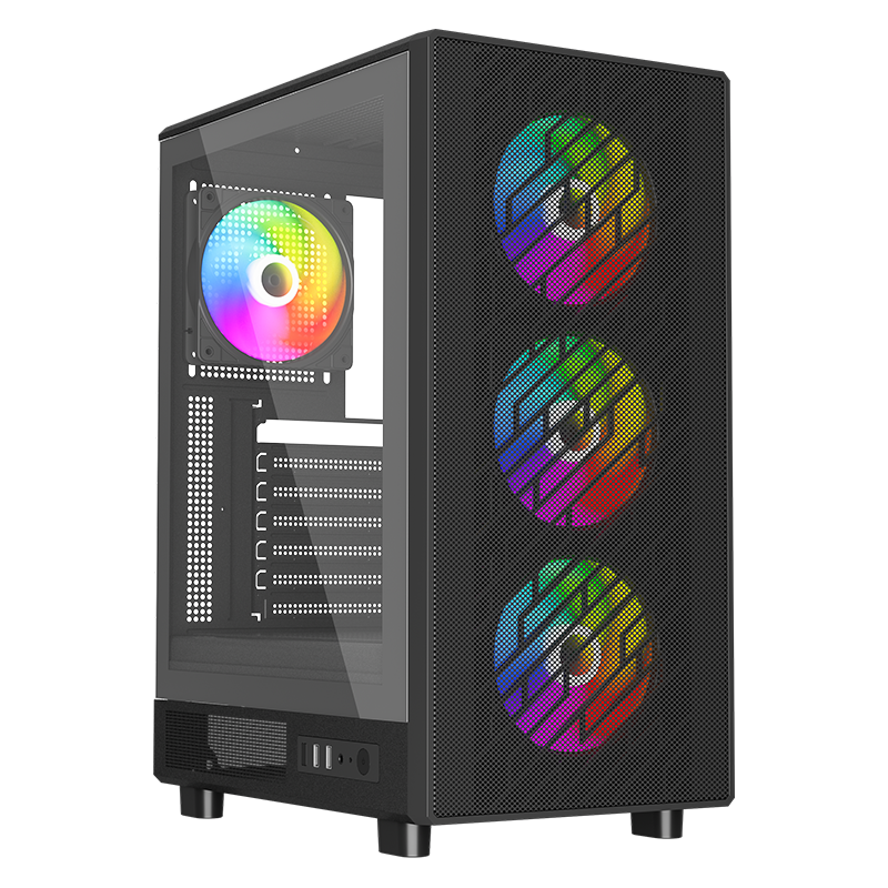 PowerBoost A600B 600W 80+ ATX USB 3.0 Rainbow Fanlı Mesh Siyah Gaming Kasa