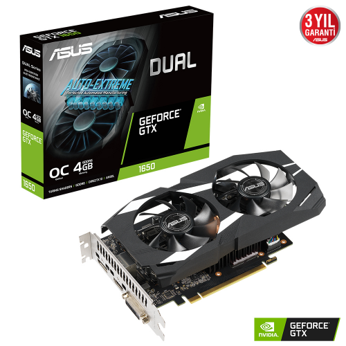 Asus GTX 1650 DUAL-GTX1650-O4GD6-P-EVO 128 Bit GDDR6 4 GB Ekran Kartı