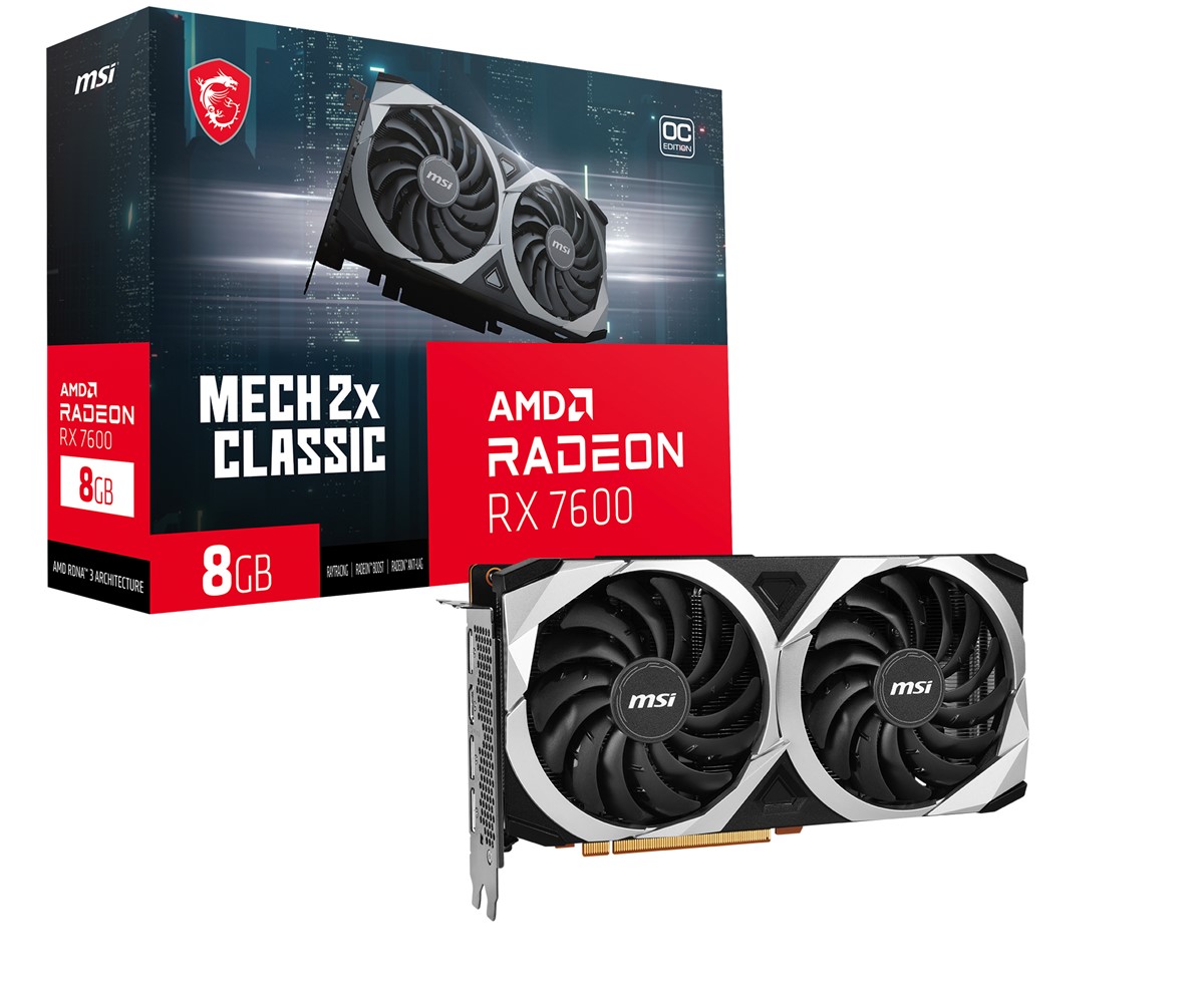 MSI RX 7600 Mech 2X Classic 8G OC 128 Bit GDDR6 8 GB Ekran Kartı