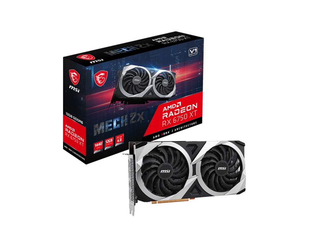 MSI RX 6750 XT Mech 2X 12G V1 192 Bit GDDR6 Ekran Kartı