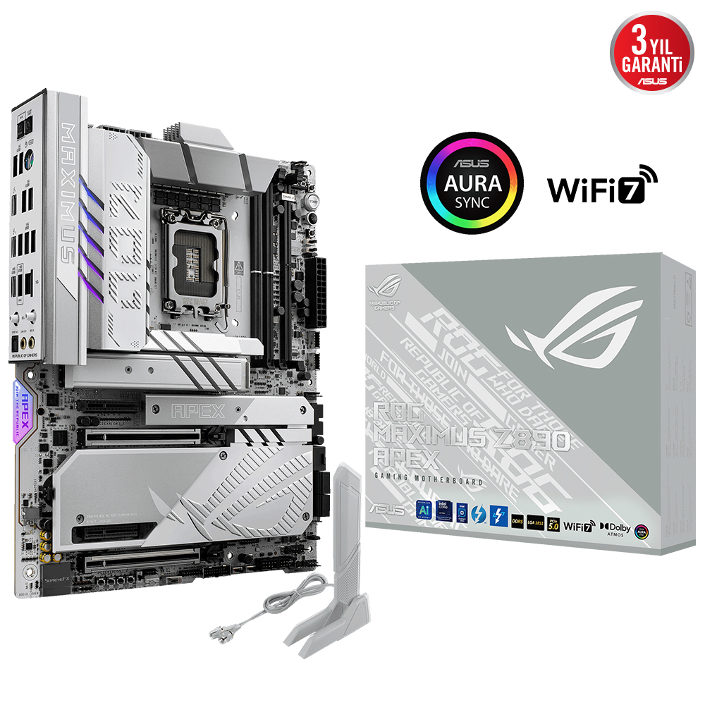 Asus Rog Maximus Z890 Apex DDR5 6XM2 USB3.2 Wi-Fi7 RGB ATX Anakart