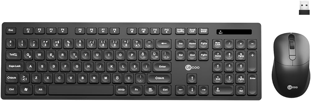 Lenovo Lecoo KW201 Kablosuz Türkçe Siyah Q Klavye & Mouse Set