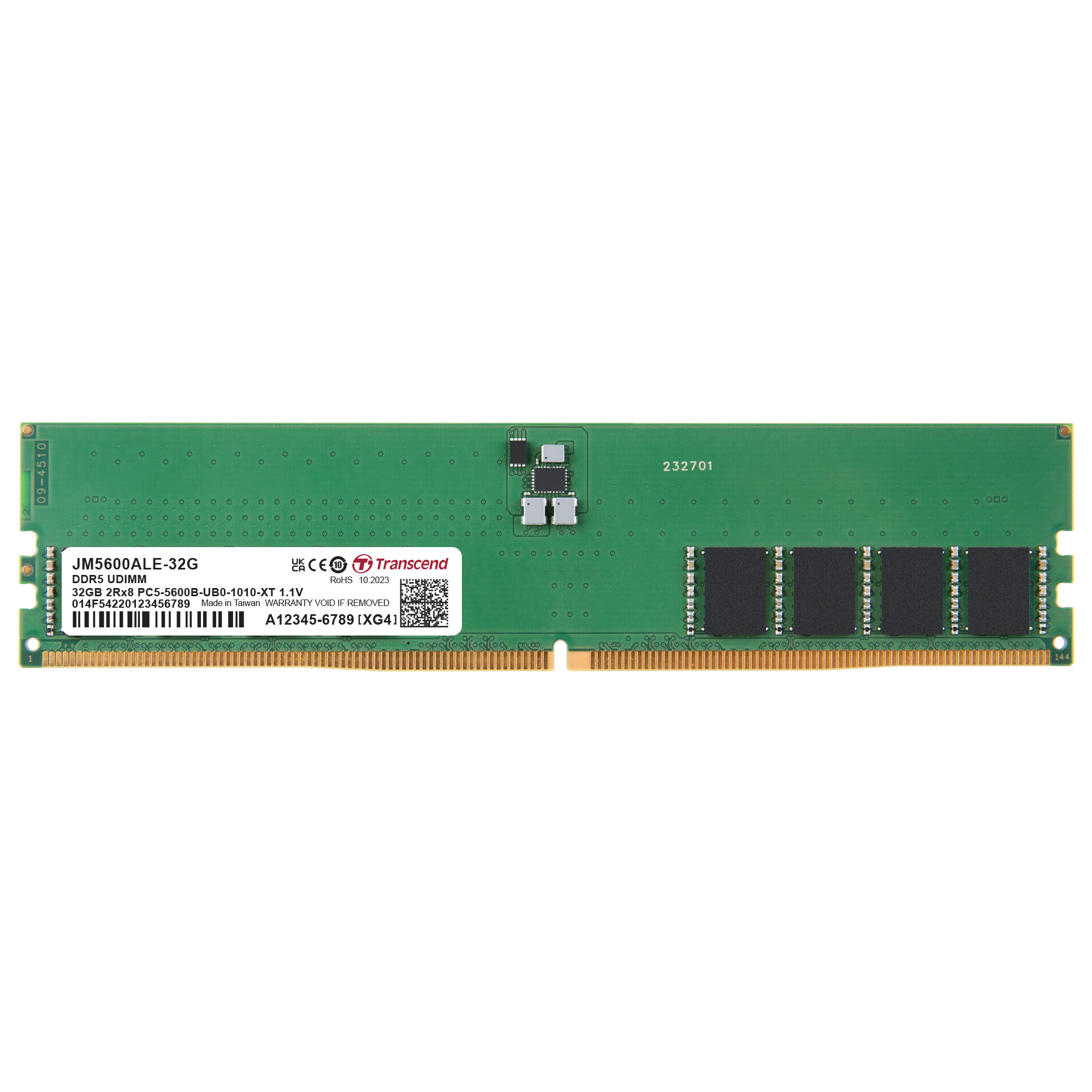 Transcend 32Gb(1X32gb) 5600Mhz Udımm Ddr5 Cl46 Ram (Jm5600ale-32G)