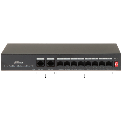 Dahua Pfs3010-8et-65, 8 Port+2 Port Yönetilemez, Masaüstü Switch