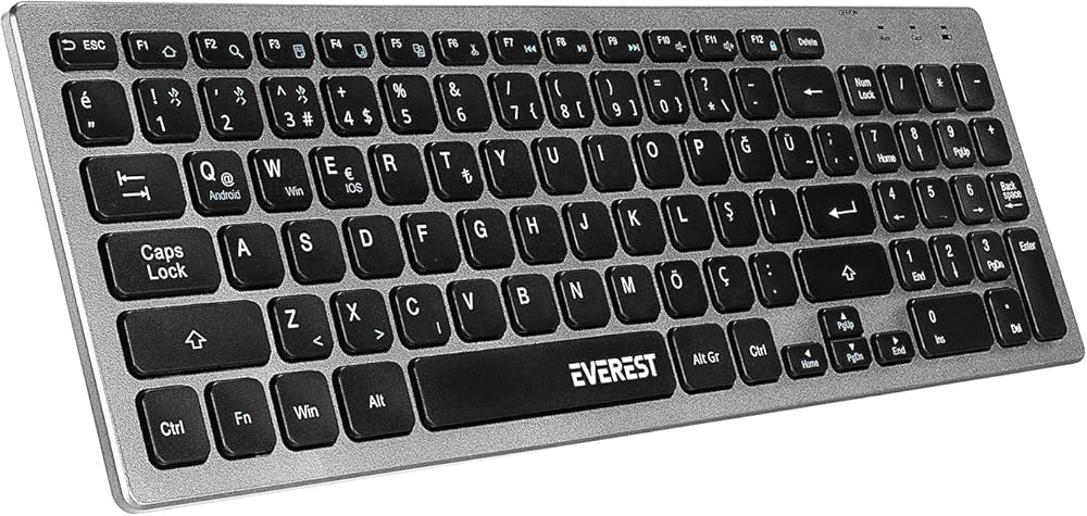 Everest KB-BT88 Siyah-Gri Bluetooth Ultra İnce Kablosuz Q Klavye