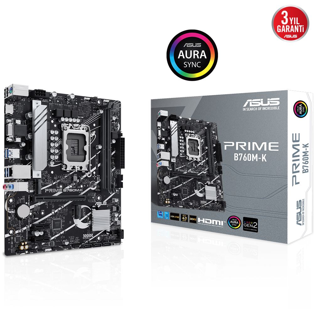 Asus Prime B760M-K DDR5 8000MHz 1700 Anakart