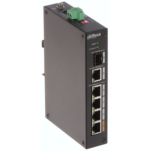 Dahua PFS3106-4ET-60-V2,  6 Port, Megabit,  4FE PoE Port Yönetilemez Switch