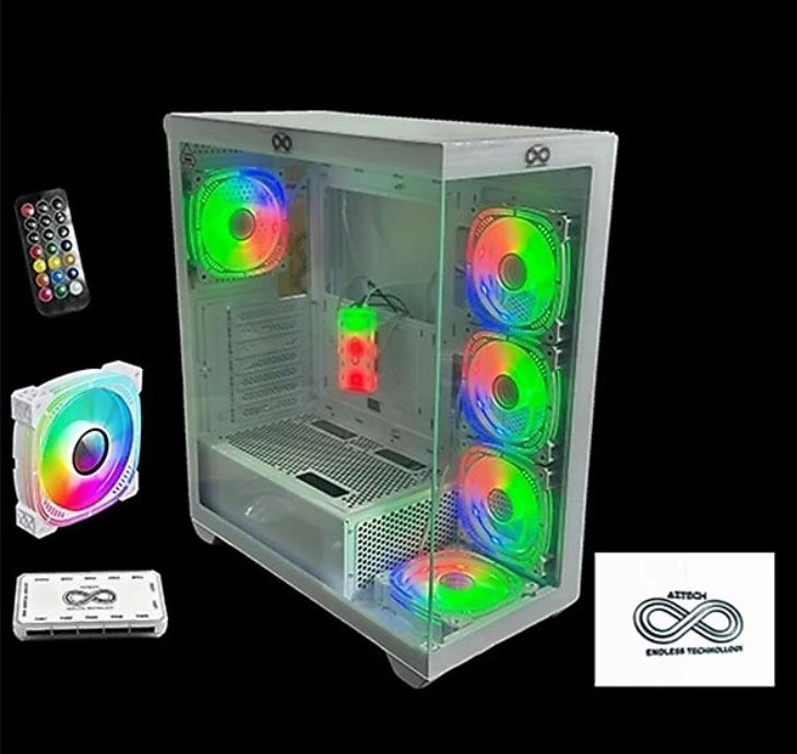 Aztech AZT201 W RGB 5 Fanlı Beyaz ATX Oyuncu Kasası