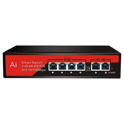 Ezcool EZ-04PSE 4xFE+2xFE Yönetilemez Poe Switch (65watt)
