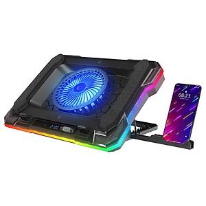 Rampage S49 Cyclone Siyah 10 Mode RGB 140mm Fanl� 19�n� LED Ekranl� Notebook So�utucu Stand
